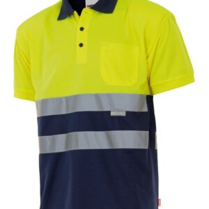 Polo m/c Bicolor Amarillo/Marino