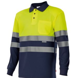 Polo m/l Bicolor Amarillo/Marino