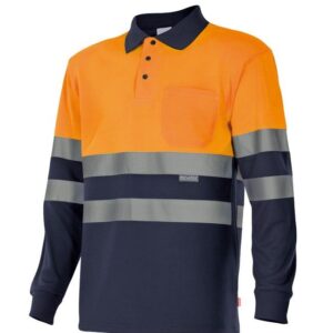 Polo m/l Bicolor Naranja/Marino